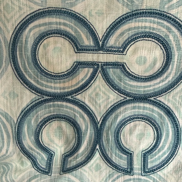 Coach Mint Blue & Tan Patterned Canvas Tote - Picture 4 of 11